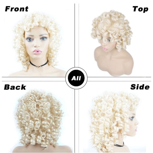 Short Blonde Fluffy Kinky Curly Hair Wig main image 5